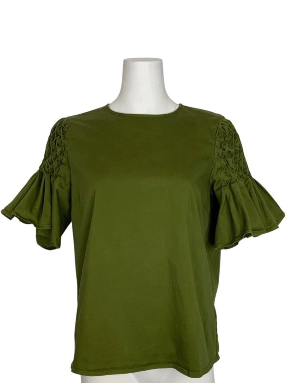 Ted Baker Fellipa Blouse Top 3 US 8 Green Flutter Sleeve